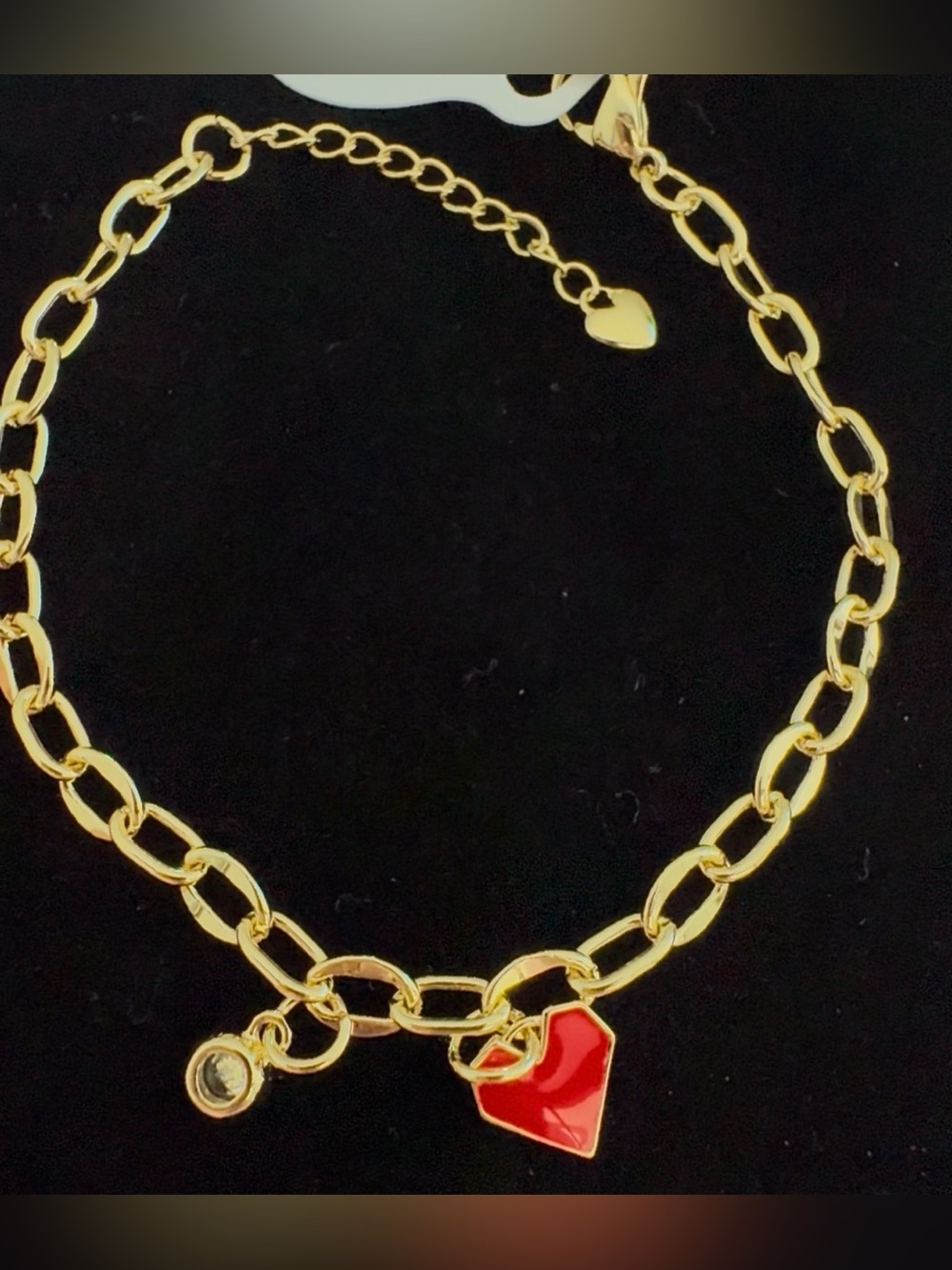 ✨ Gold Filled / Oro Laminado Red Heart Charm Bracelet ✨